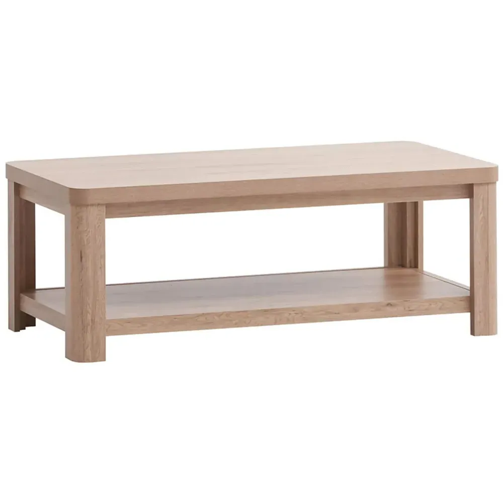 Huntingdon Rectangular Coffee Table with Shelf - Brown, Oak