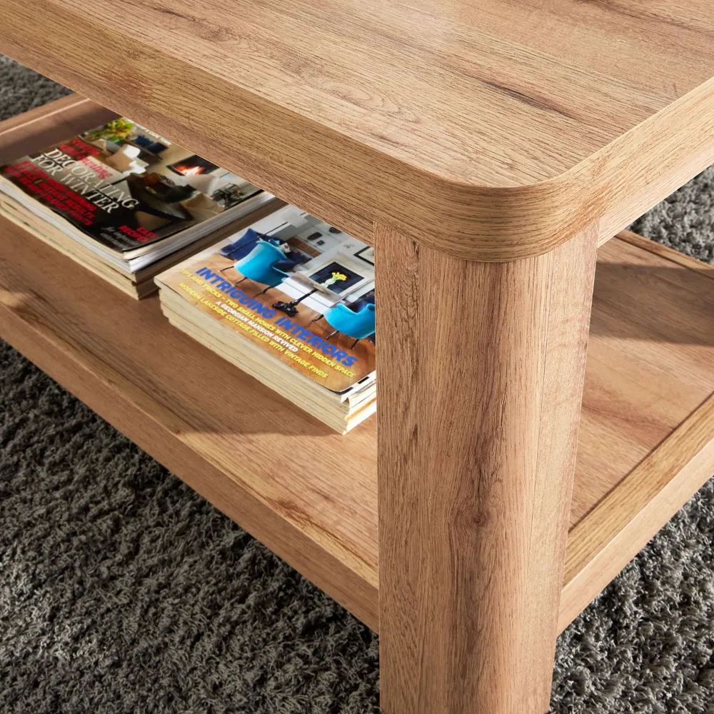 Huntingdon Rectangular Coffee Table with Shelf - Brown, Oak