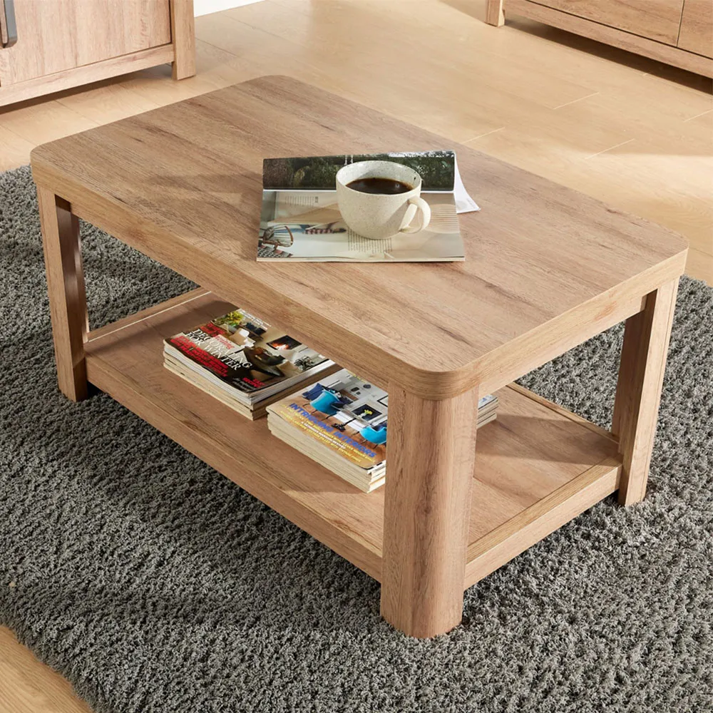 Huntingdon Rectangular Coffee Table with Shelf - Brown, Oak image