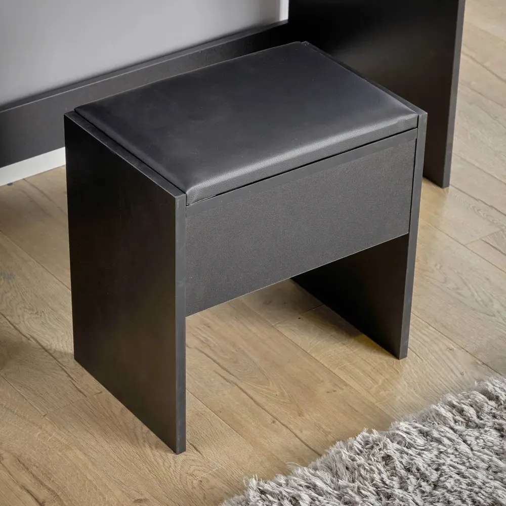 Julia LED Lights Mirror Dressing Table with Stool - Black