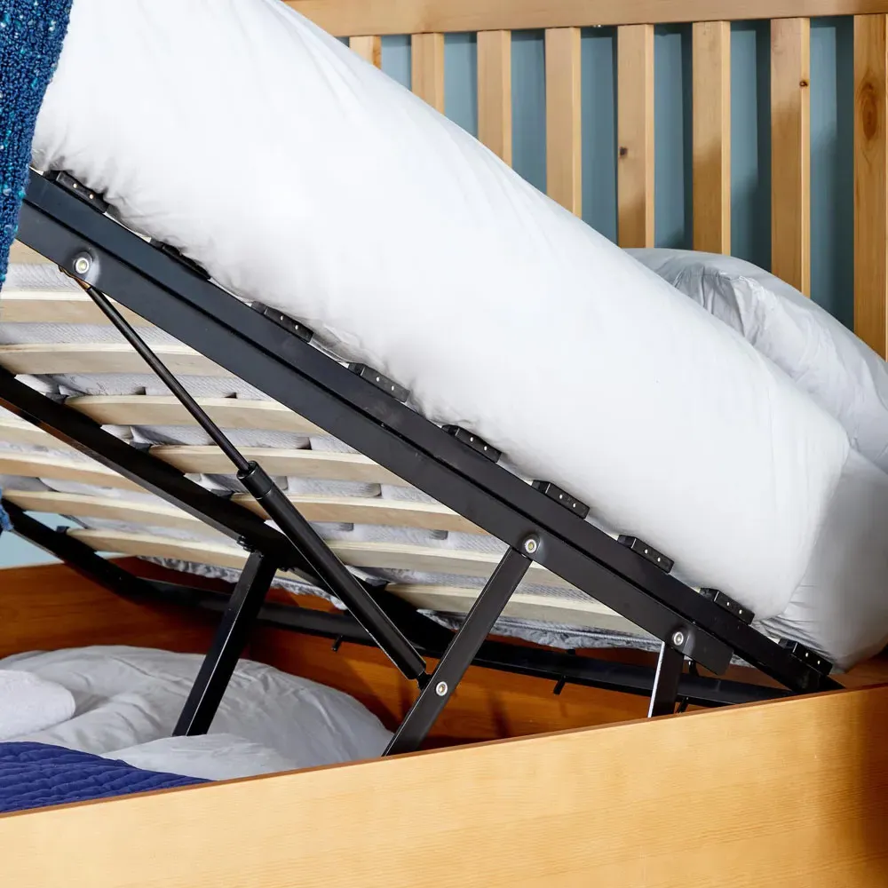 King Size Pine End Lift Ottoman Bed - Brown