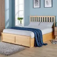 King Size Pine End Lift Ottoman Bed - Brown