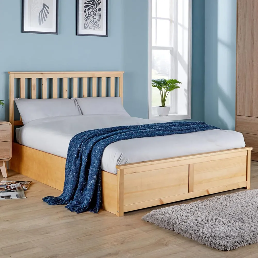 King Size Pine End Lift Ottoman Bed - Brown image