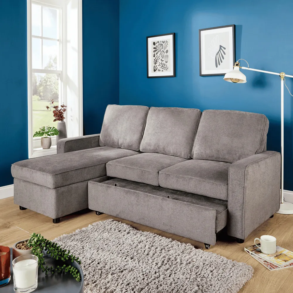 Kingston Corner Sofa with Pull Out Bed - Grey