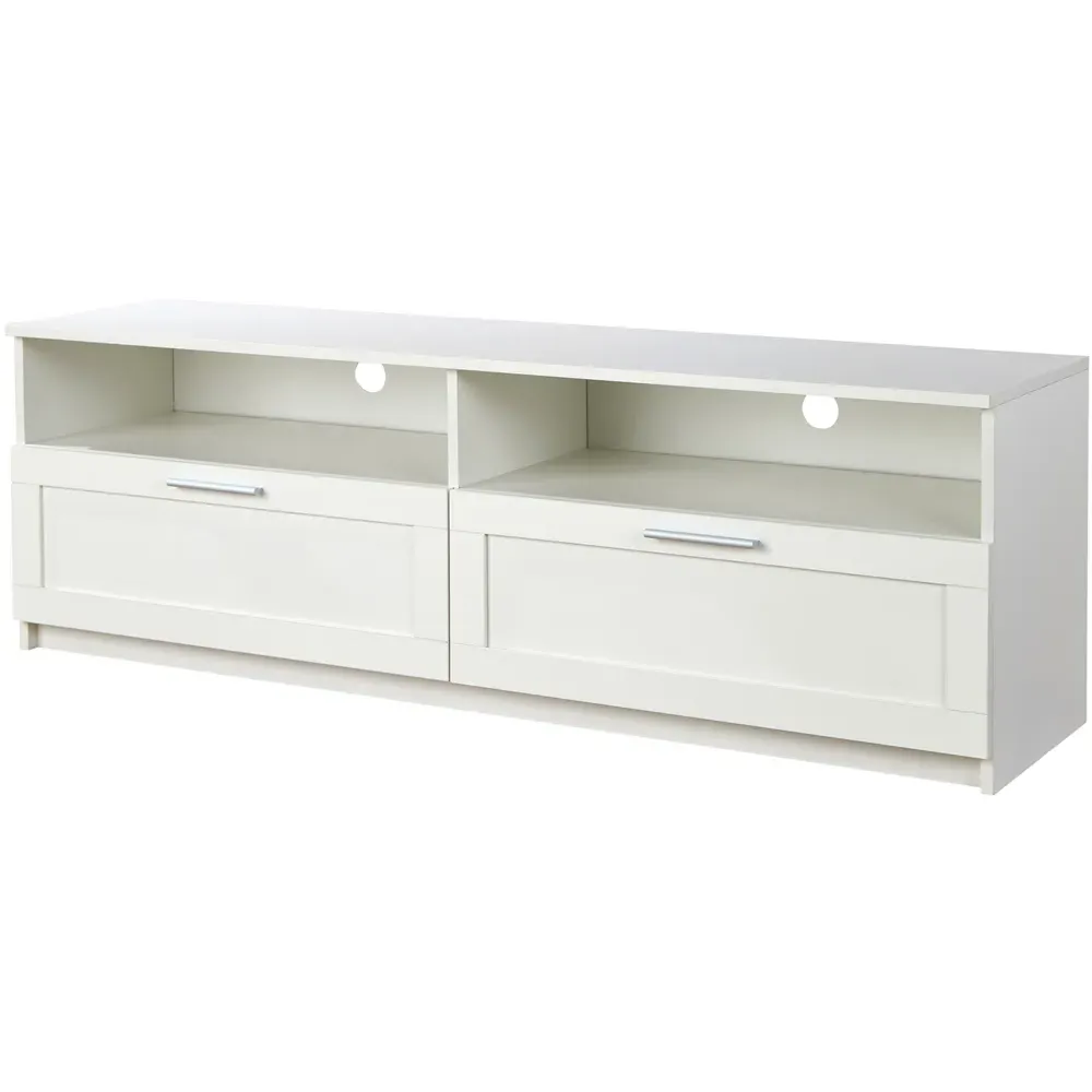 Latham 2 Drawer TV Unit with Shelves - White