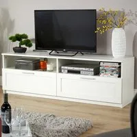 Latham 2 Drawer TV Unit with Shelves - White