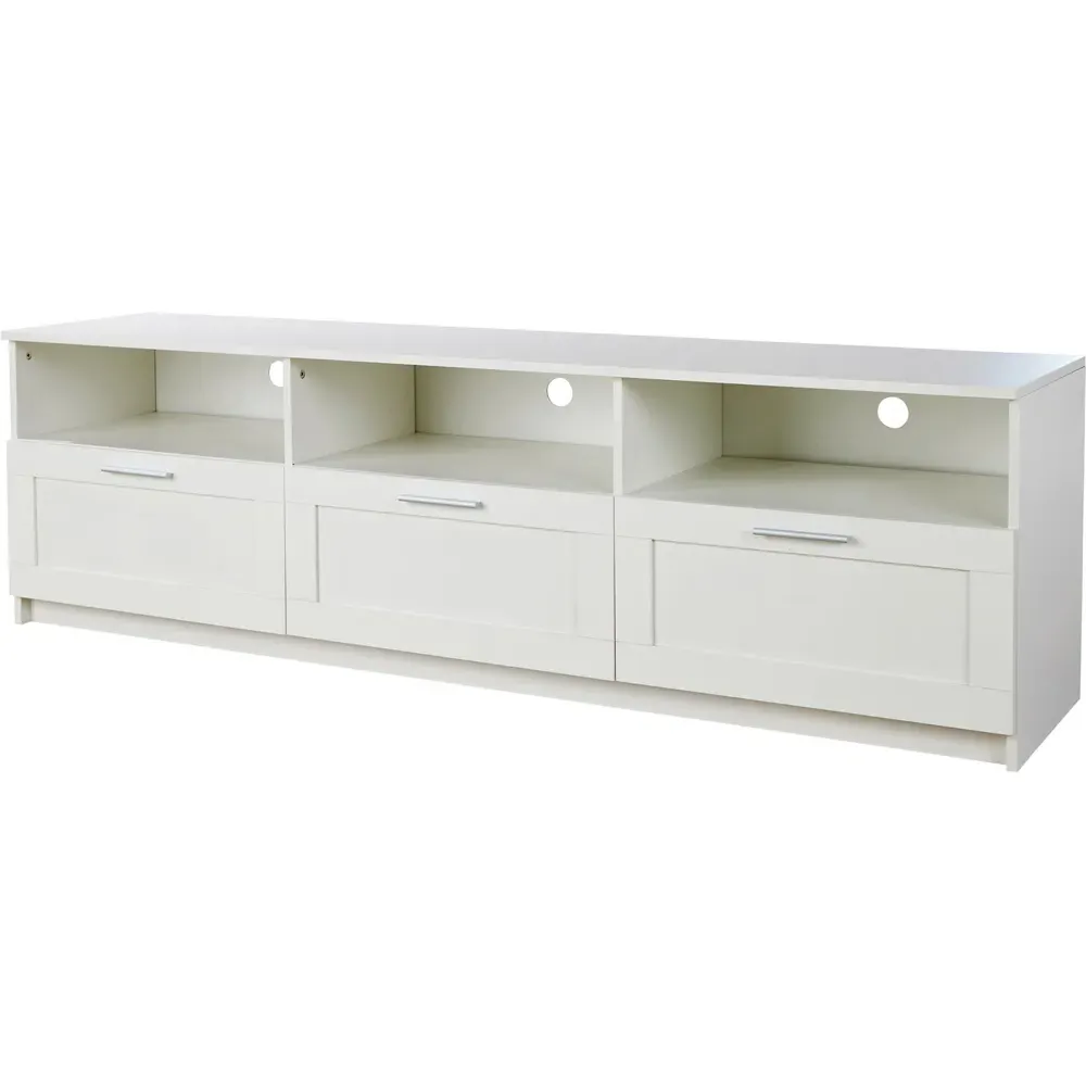 Latham 3 Drawer TV Unit with Storage - White