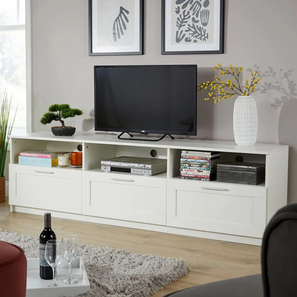 Latham 3 Drawer TV Unit with Storage - White image