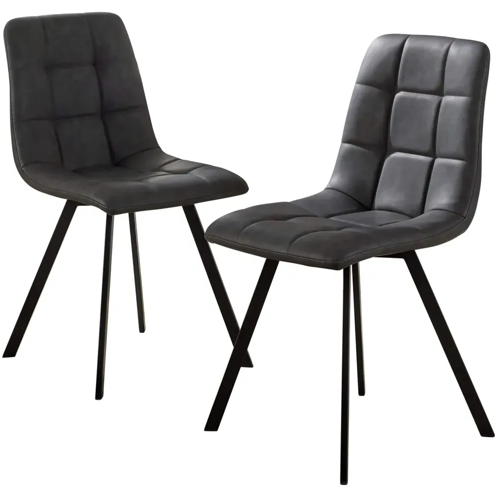 Leia Set of 2 Dining Chairs - Grey, PU