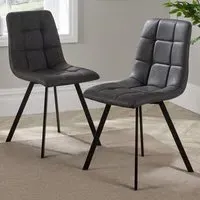 Leia Set of 2 Dining Chairs - Grey, PU