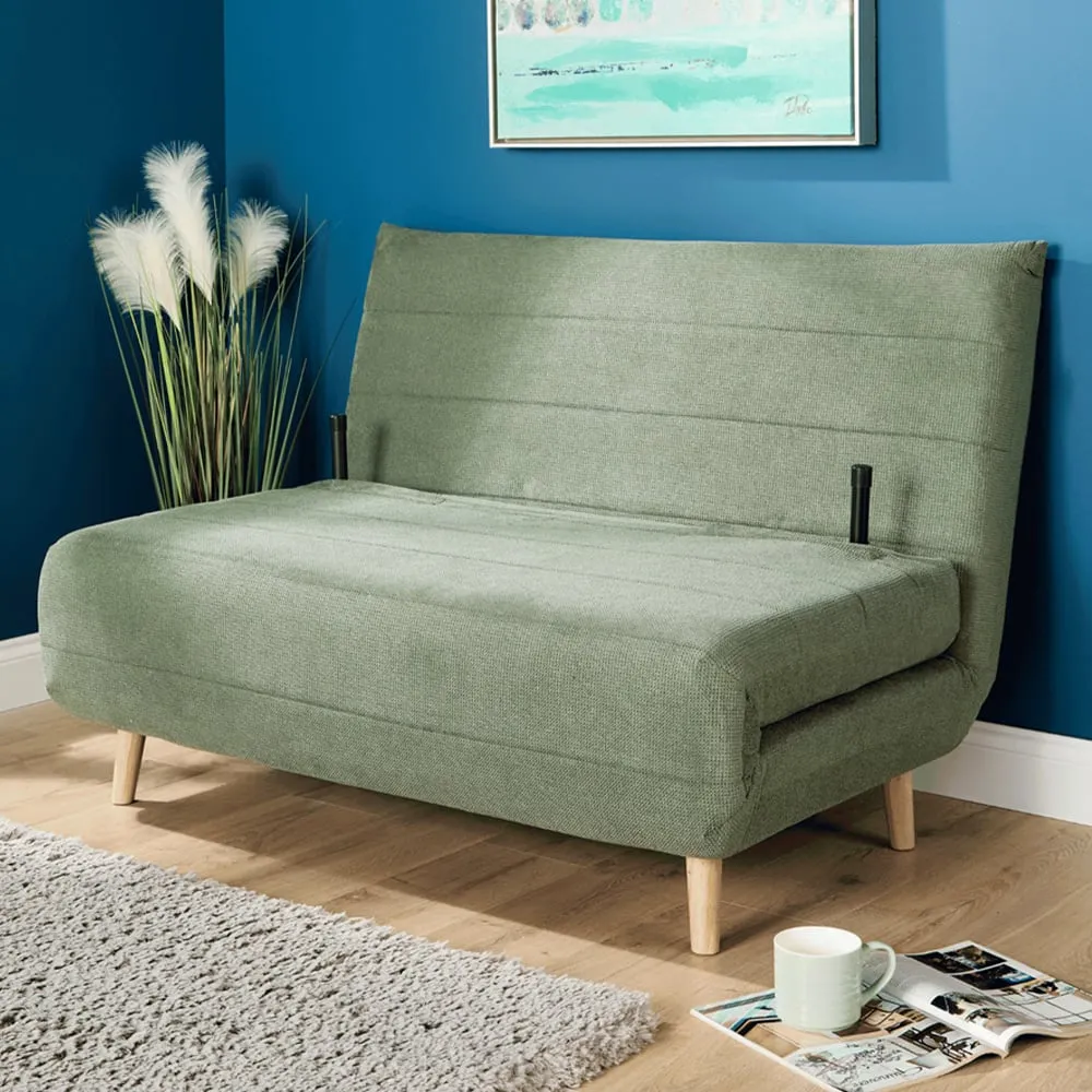 Lorena Double Sofa Bed with Clic Clac - Green, Polyester