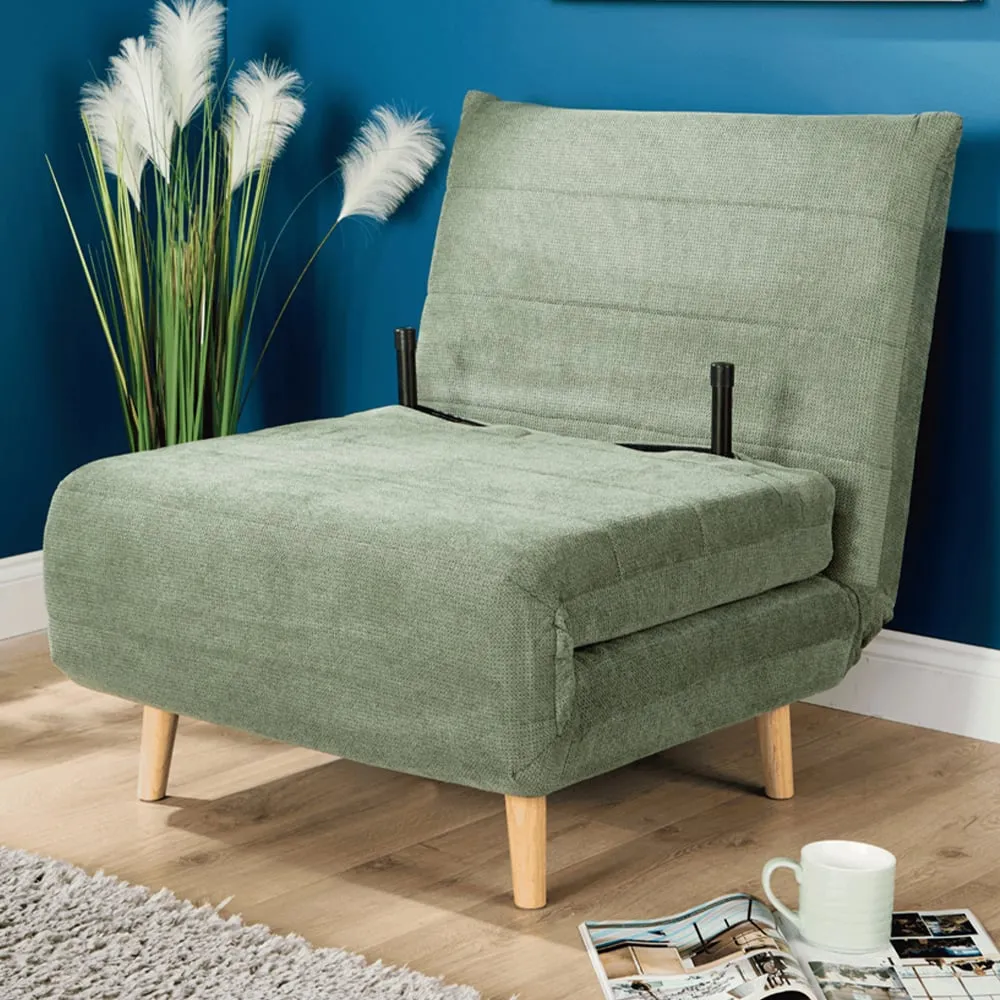 Lorena Single Sofa Bed with Clic Clac - Green, Polyester image