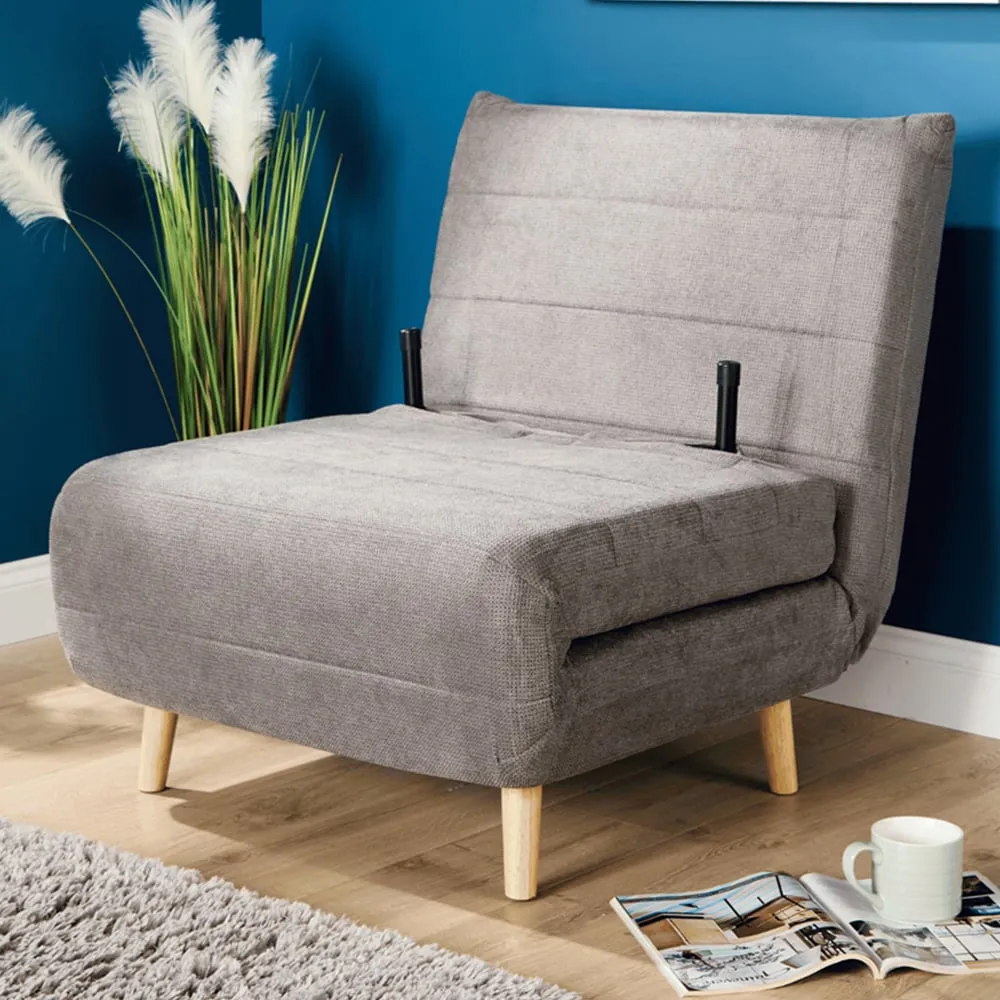 Lorena Single Sofa Bed with Clic Clac - Grey, Polyester