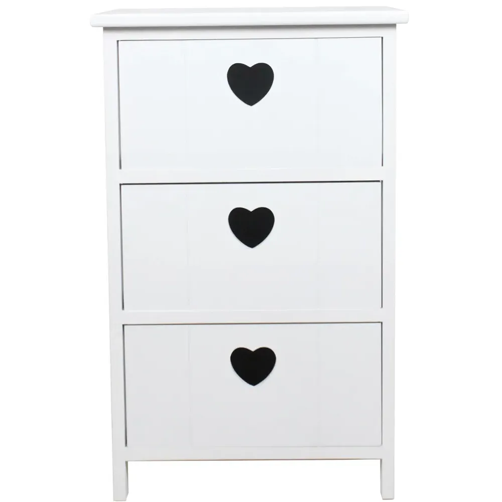 Lovestack 3 Drawer Storage Unit with Heart Handles - White