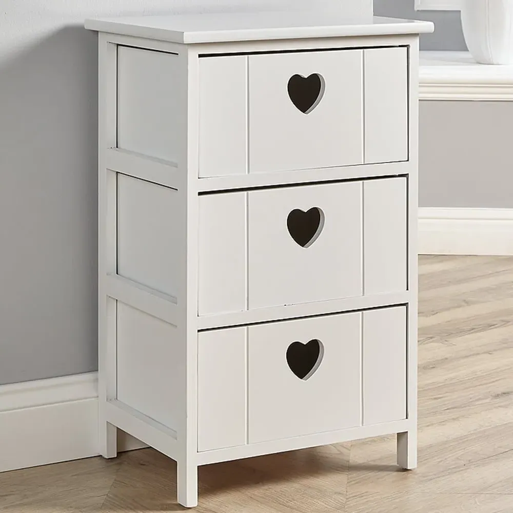Lovestack 3 Drawer Storage Unit with Heart Handles - White