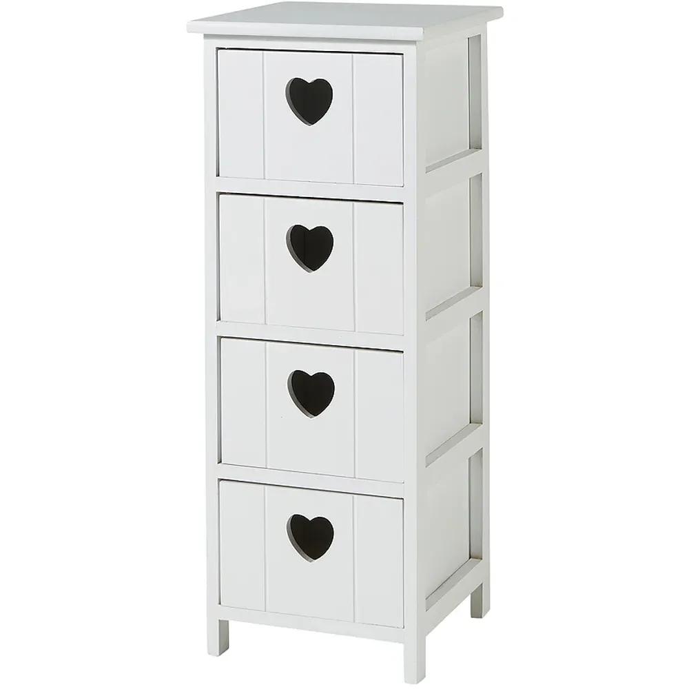 Lovestack 4 Drawer Storage Unit with Heart Handles - White