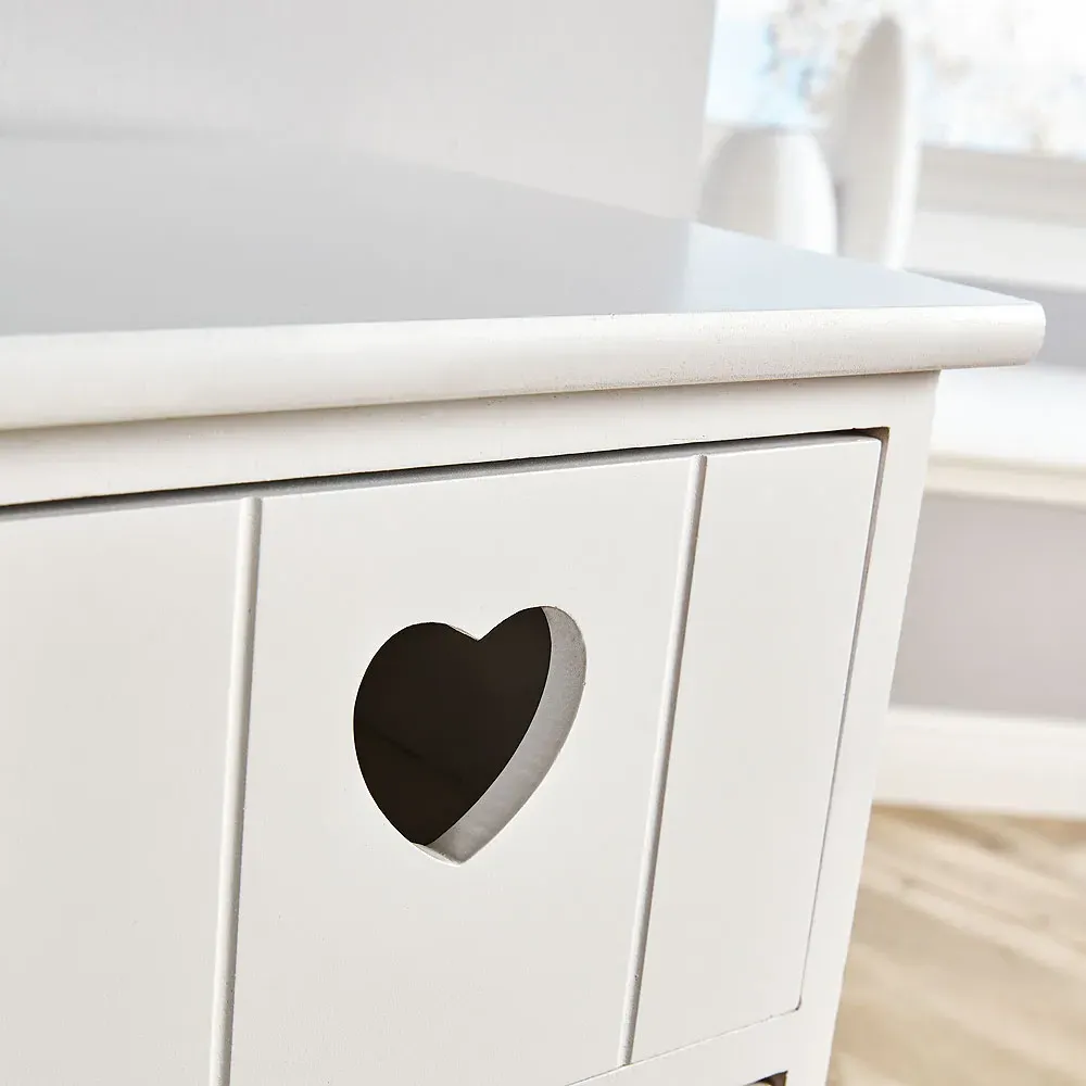 Lovestack 4 Drawer Storage Unit with Heart Handles - White