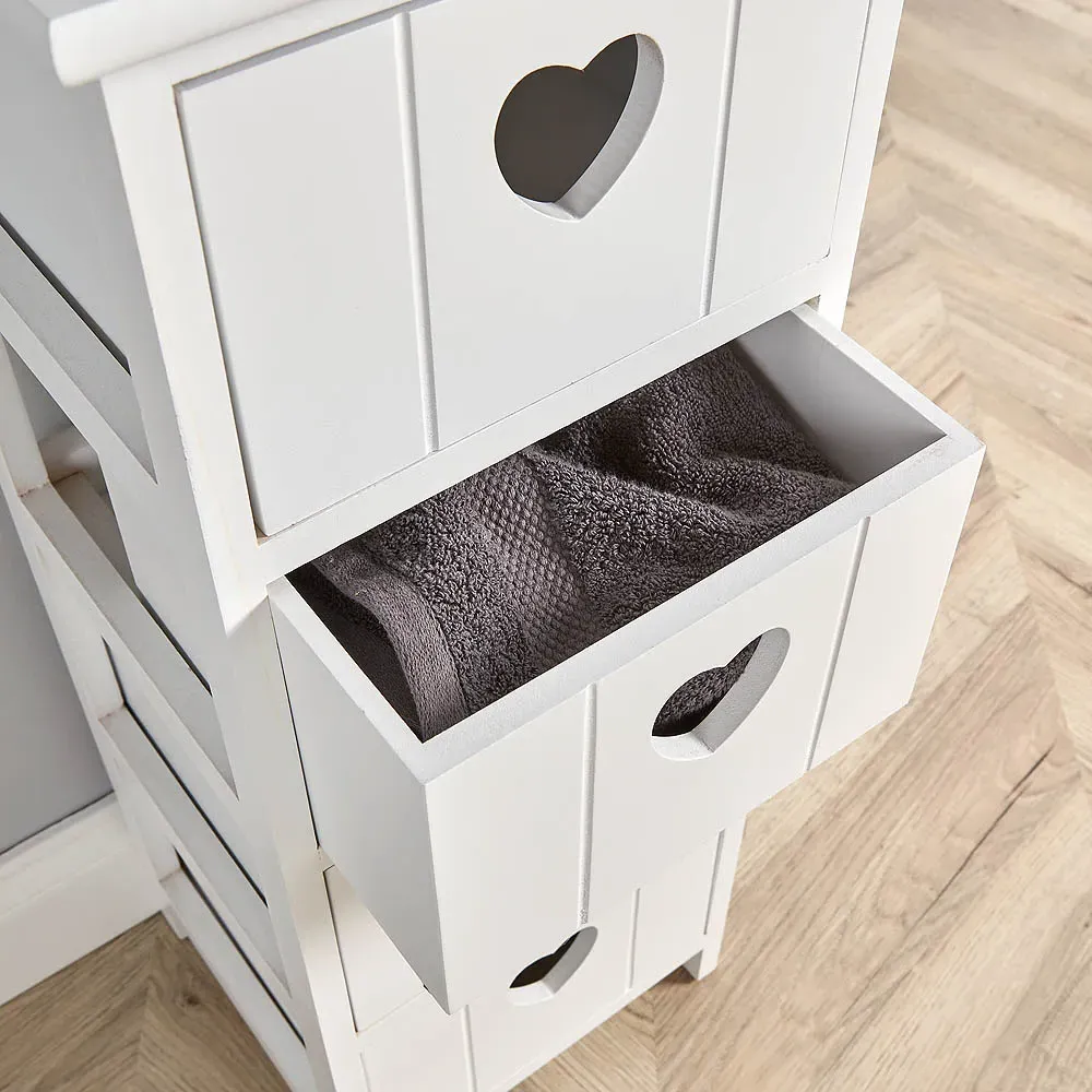 Lovestack 4 Drawer Storage Unit with Heart Handles - White