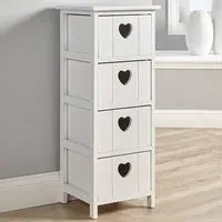 Lovestack 4 Drawer Storage Unit with Heart Handles - White