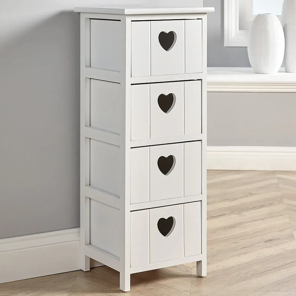 Lovestack 4 Drawer Storage Unit with Heart Handles - White image