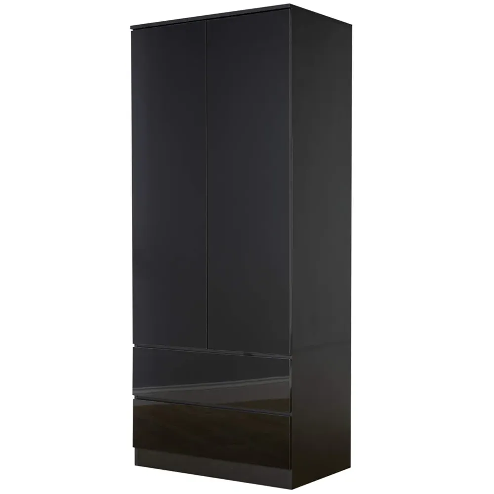 Lugano 2 Door 2 Drawer Wardrobe - Black