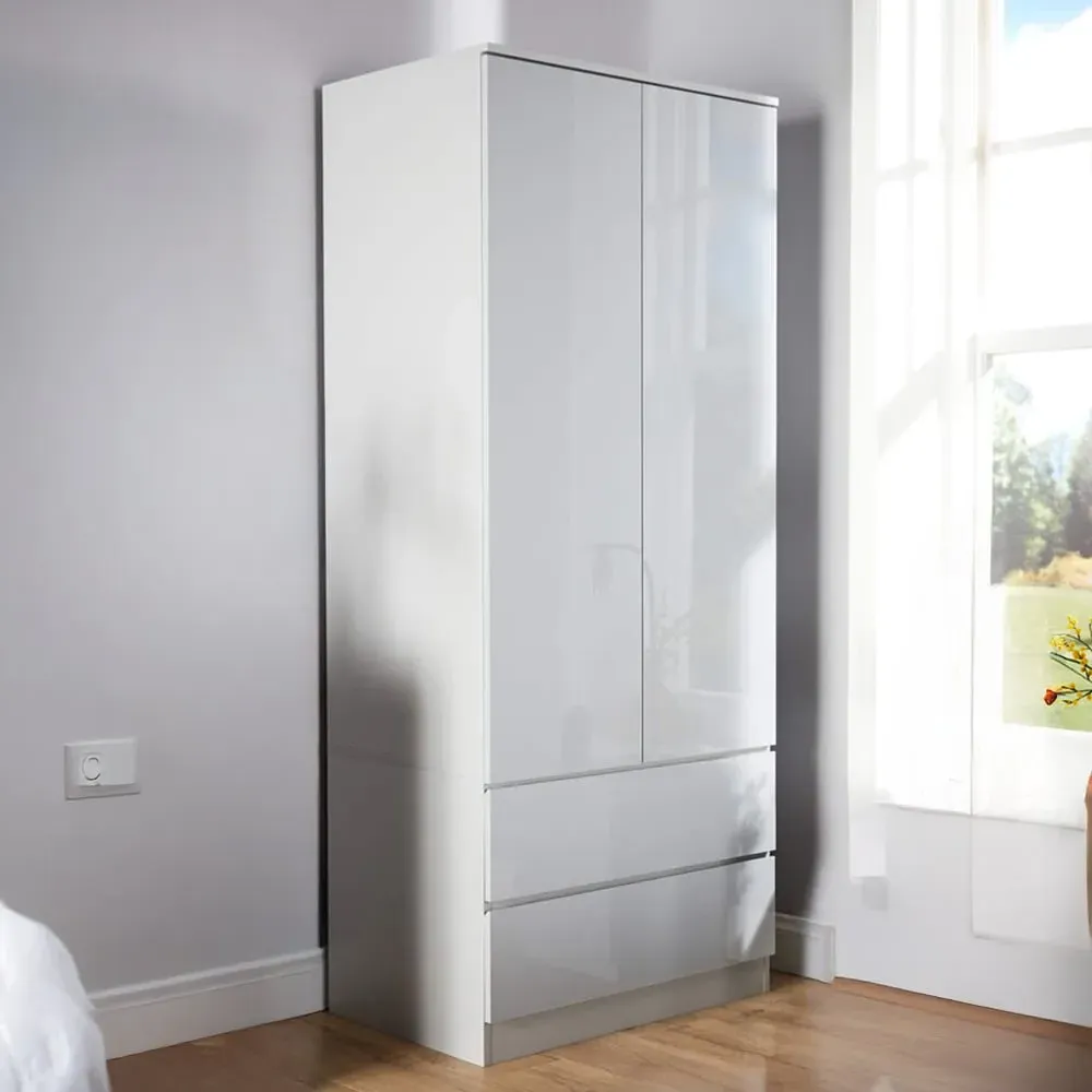 Lugano 2 Door 2 Drawer Wardrobe - Grey