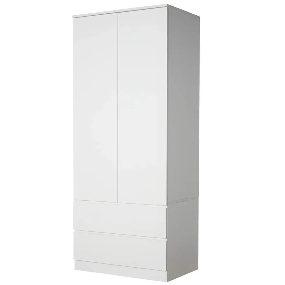 Lugano 2 Door 2 Drawer Wardrobe - White