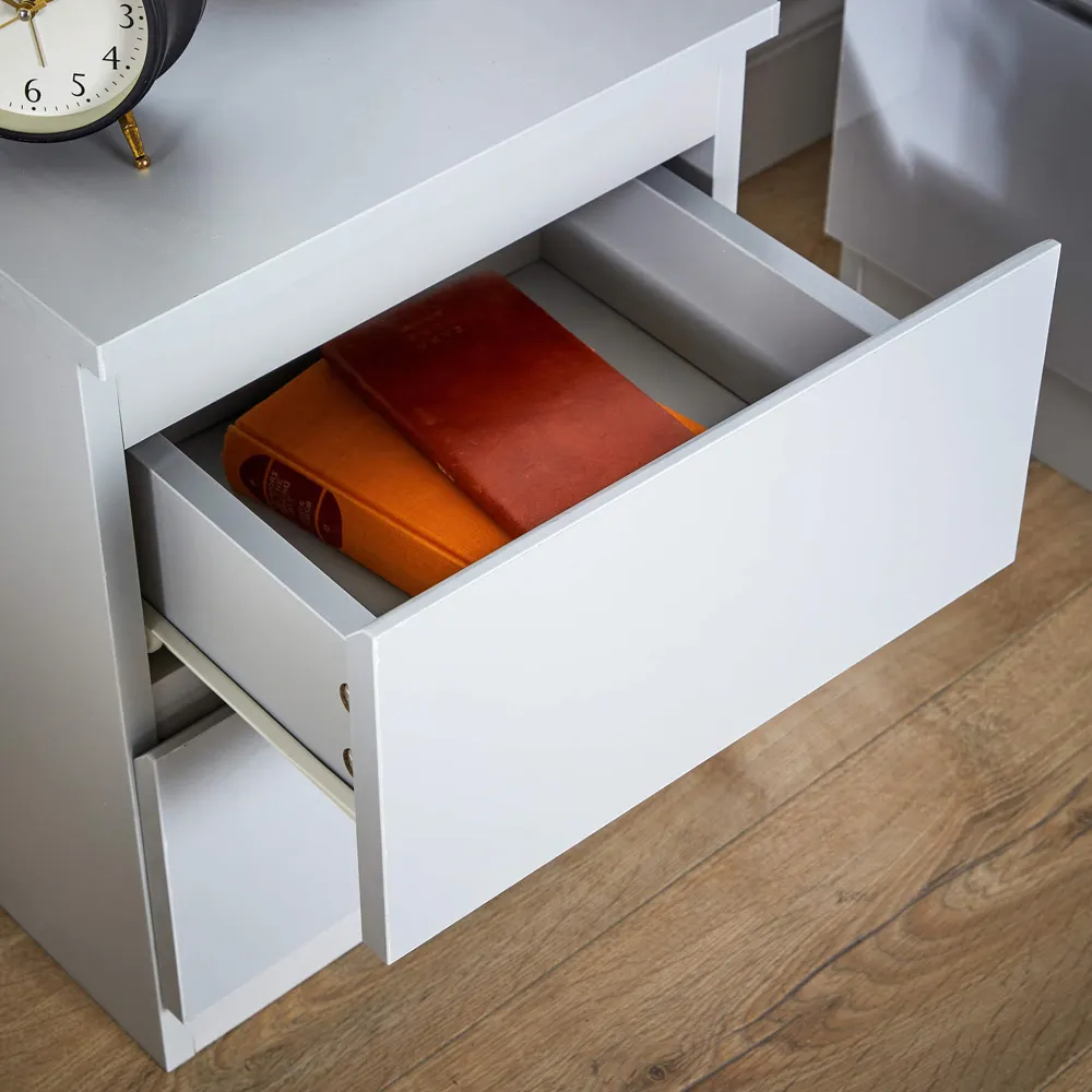 Lugano 2 Drawer Bedside Table - Grey
