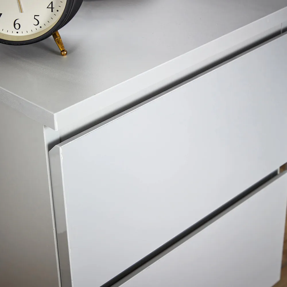 Lugano 2 Drawer Bedside Table - Grey