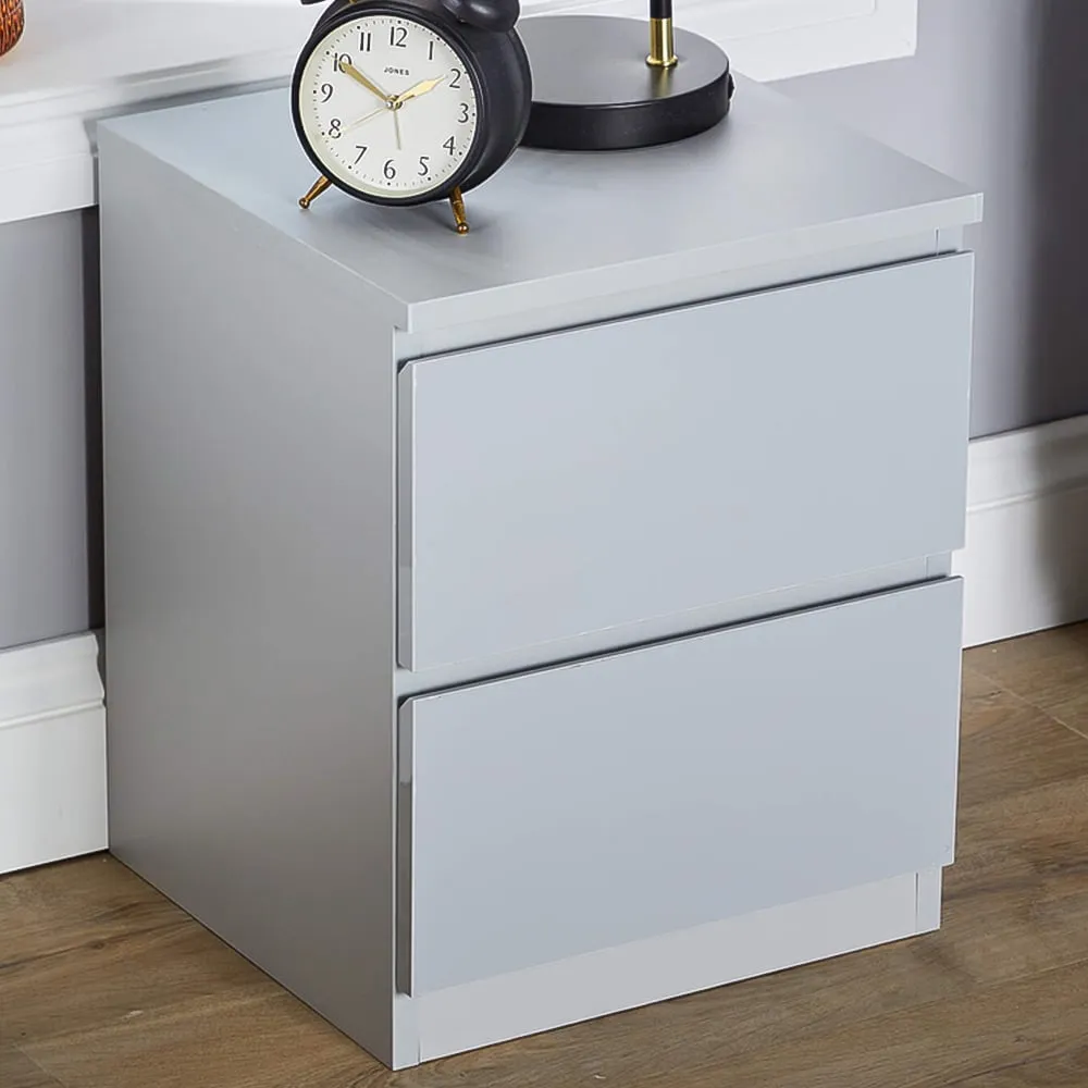 Lugano 2 Drawer Bedside Table - Grey image