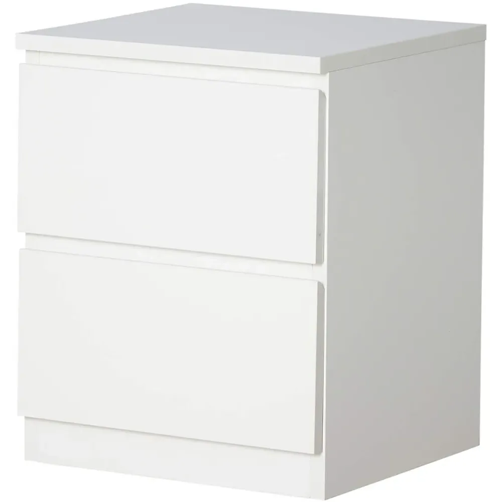 Lugano 2 Drawer Bedside Table - White