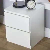 Lugano 2 Drawer Bedside Table - White