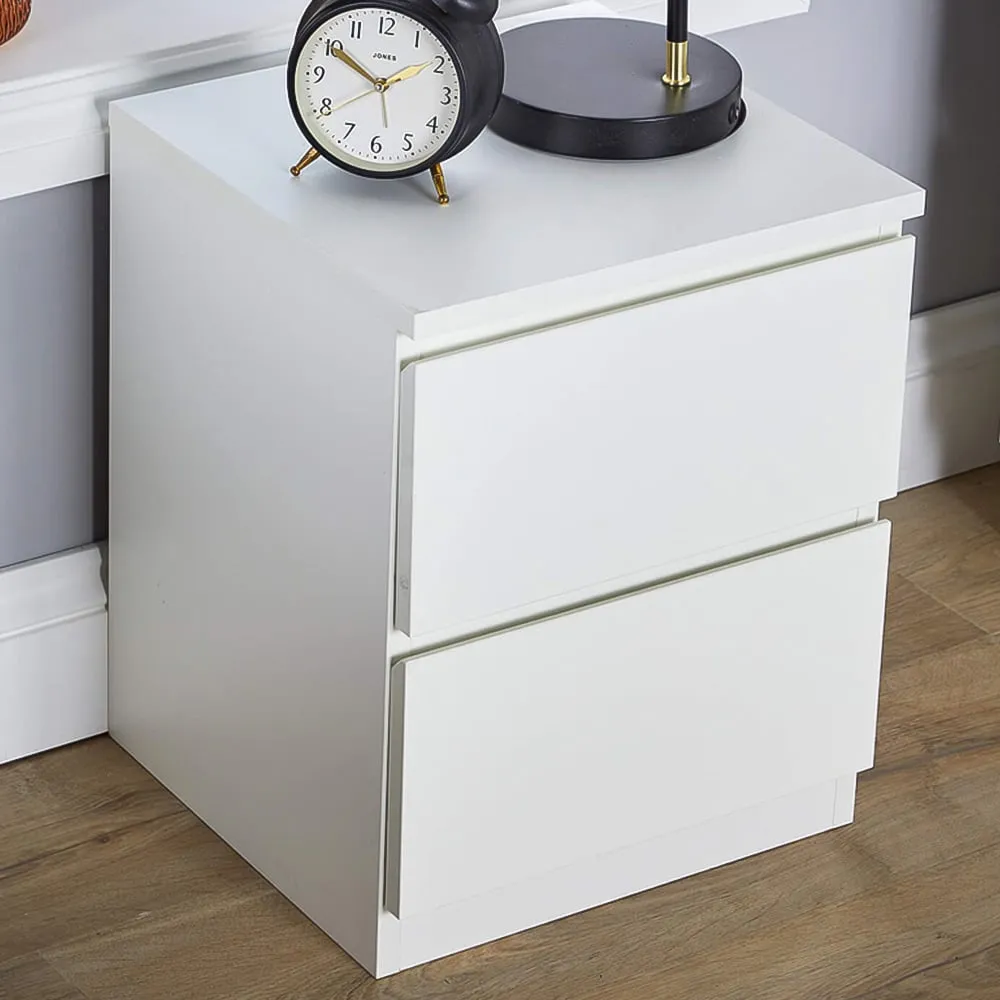 Lugano 2 Drawer Bedside Table - White image