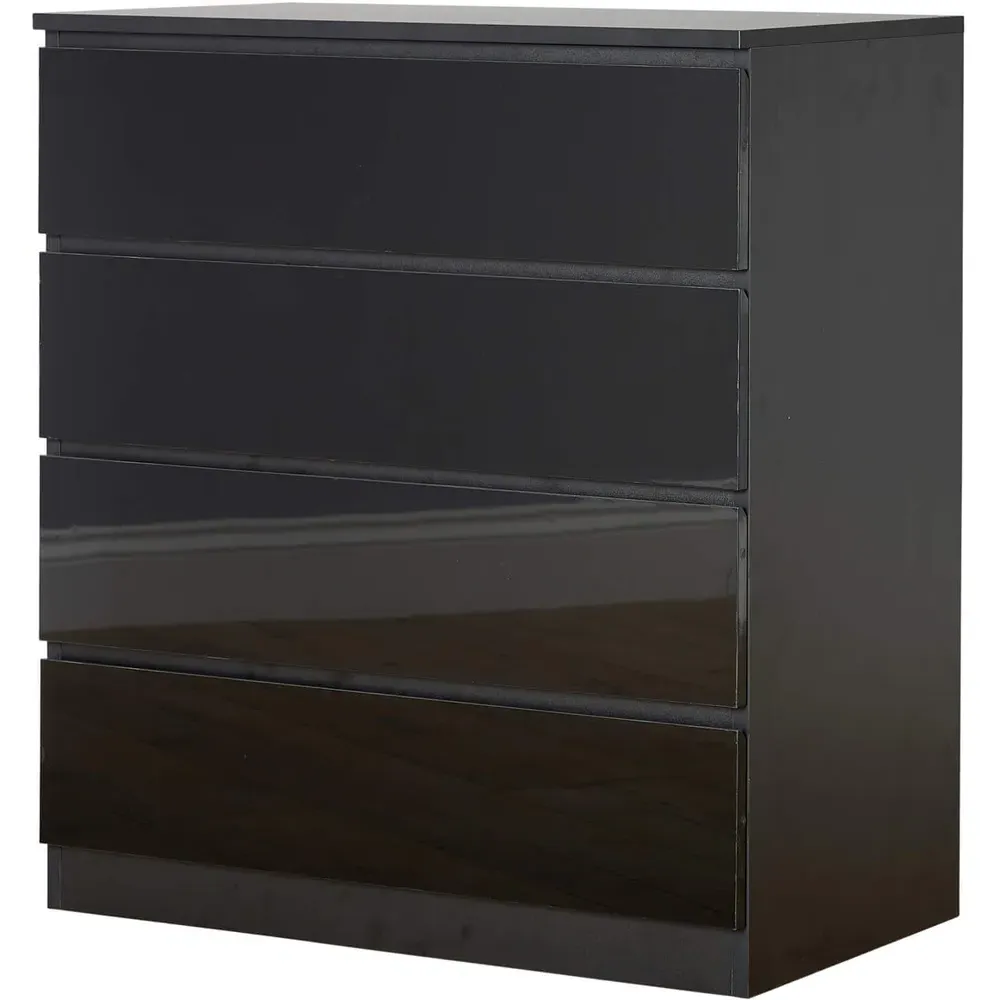 Lugano 4 Drawer Chest of Drawers - Black