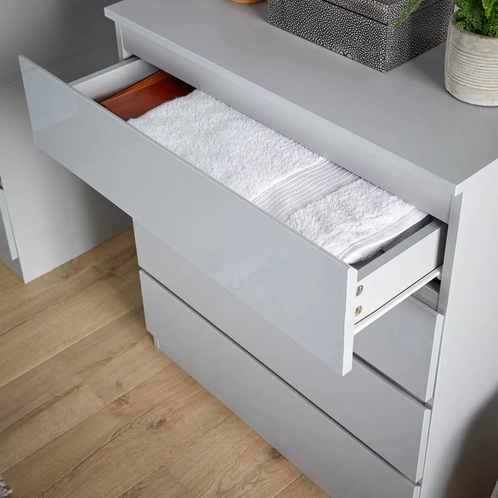 Lugano 4 Drawer Chest of Drawers - Grey