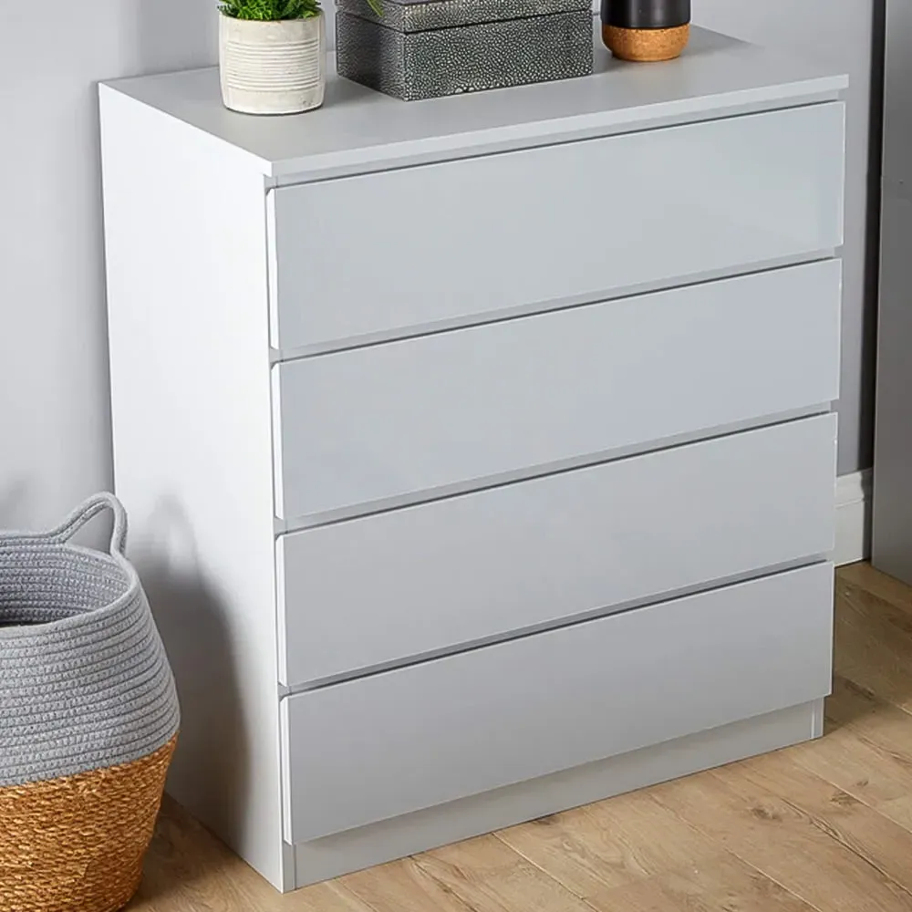 Lugano 4 Drawer Chest of Drawers - Grey