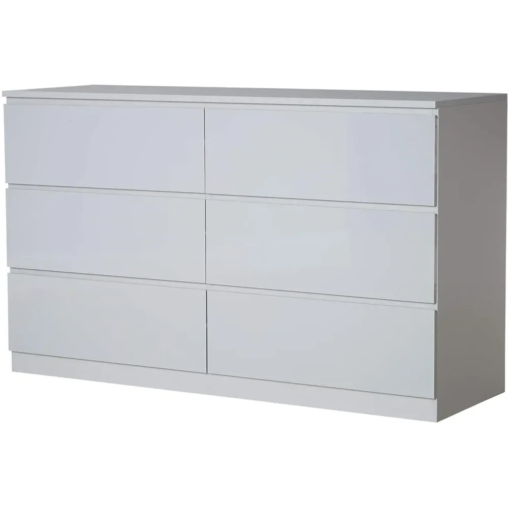 Lugano 6 Drawer Wide Chest of Drawers - Grey