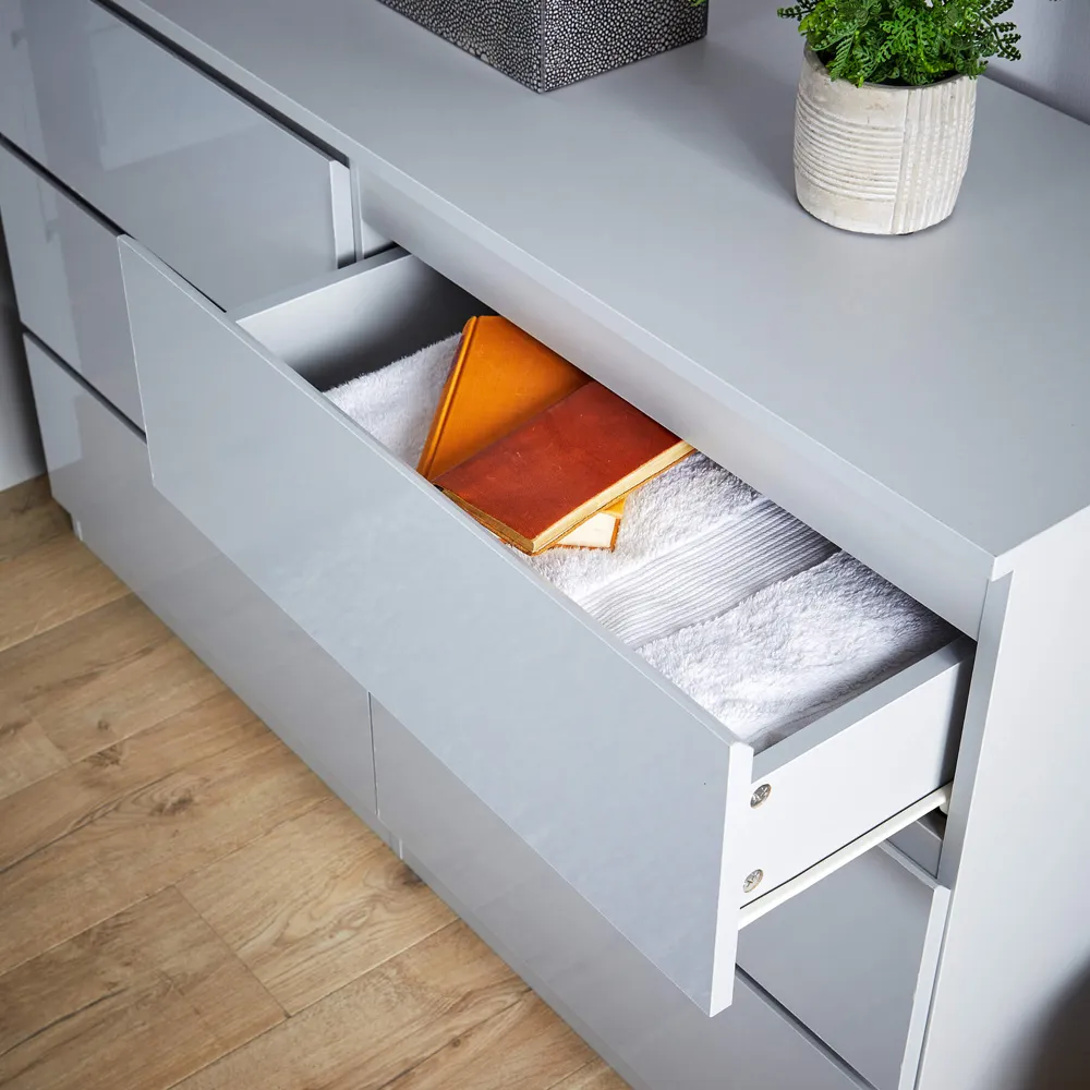 Lugano 6 Drawer Wide Chest of Drawers - Grey