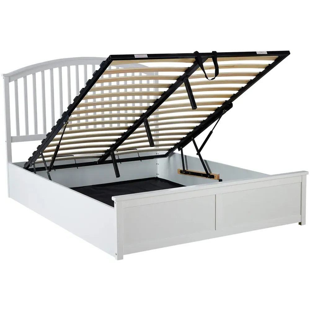 Madrid Double Ottoman Storage Bed - White