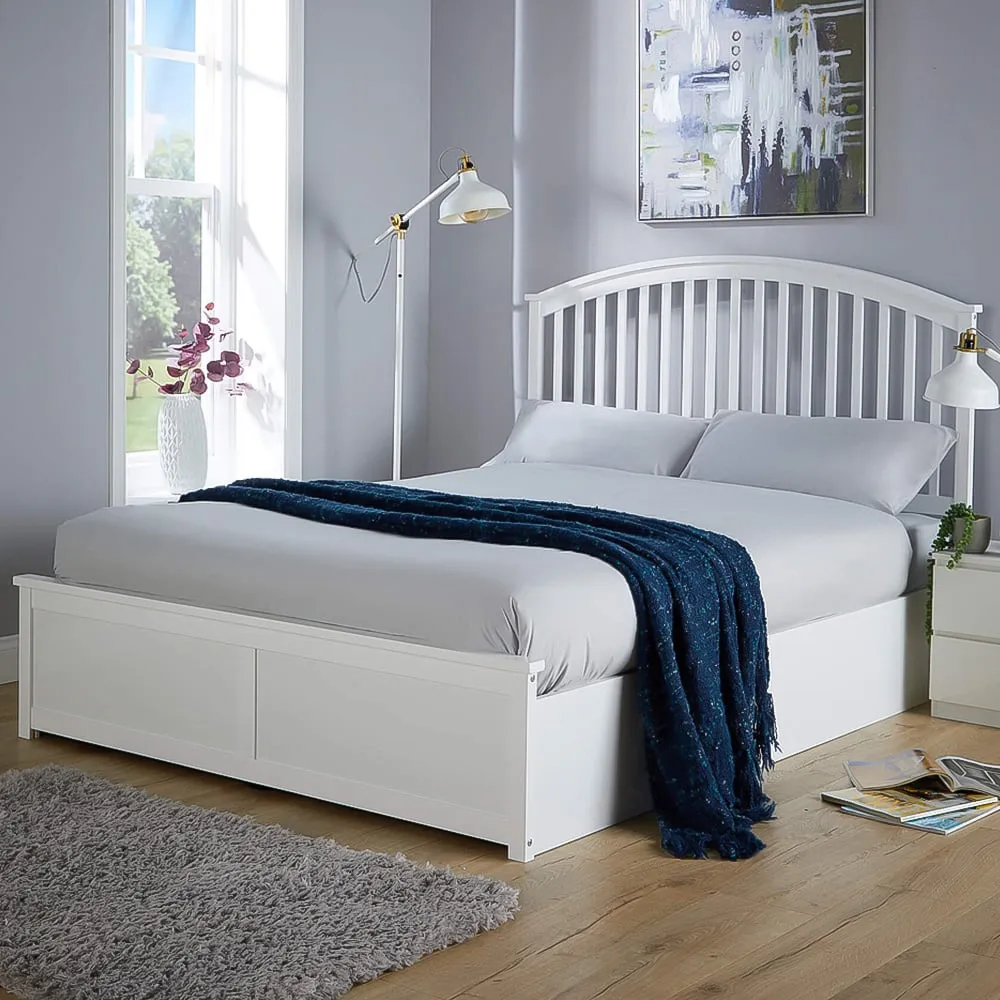 Madrid Double Ottoman Storage Bed - White image