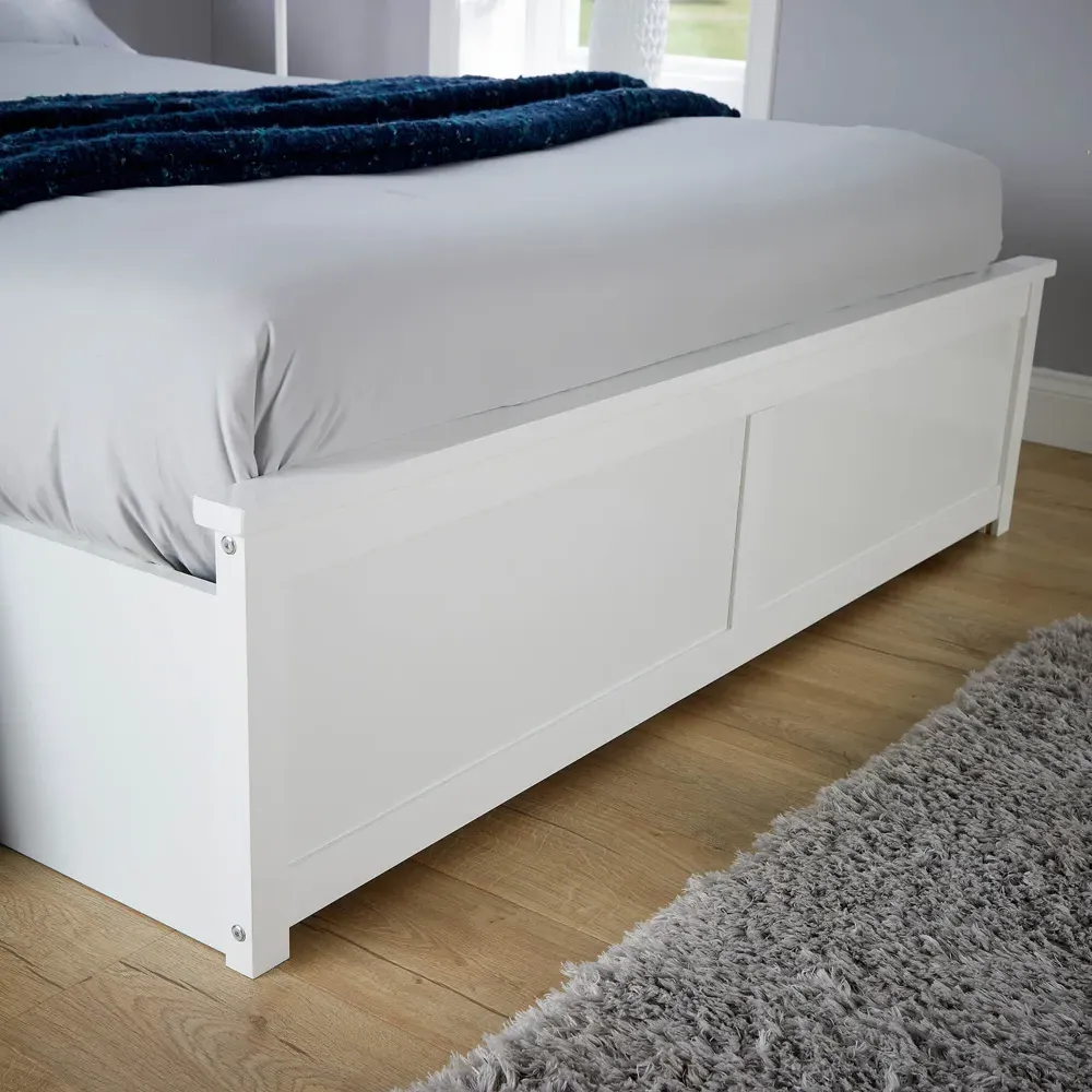 Madrid King Size Ottoman Storage Bed - White