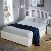 Madrid King Size Ottoman Storage Bed - White