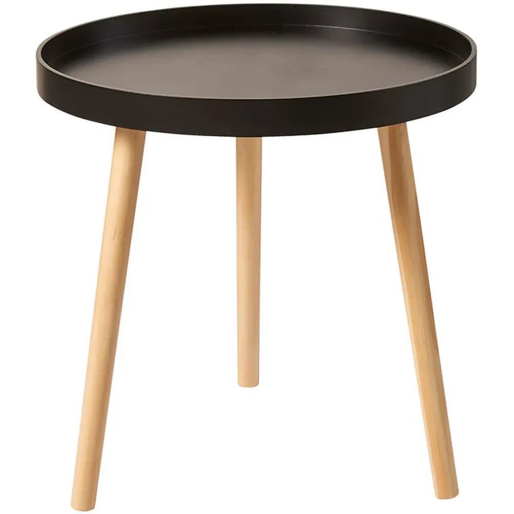 Marlow Accent Side Table with Lip Edge - Black, Pine