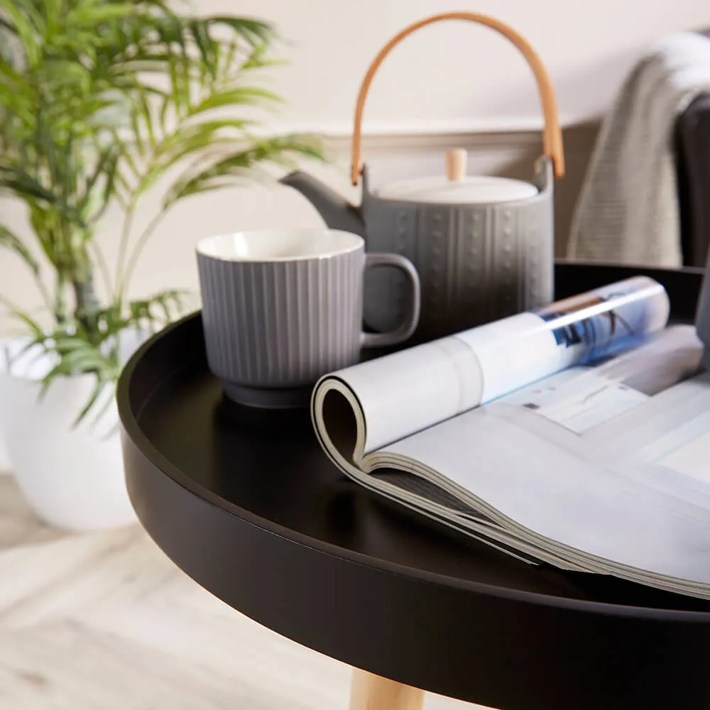 Marlow Accent Side Table with Lip Edge - Black, Pine