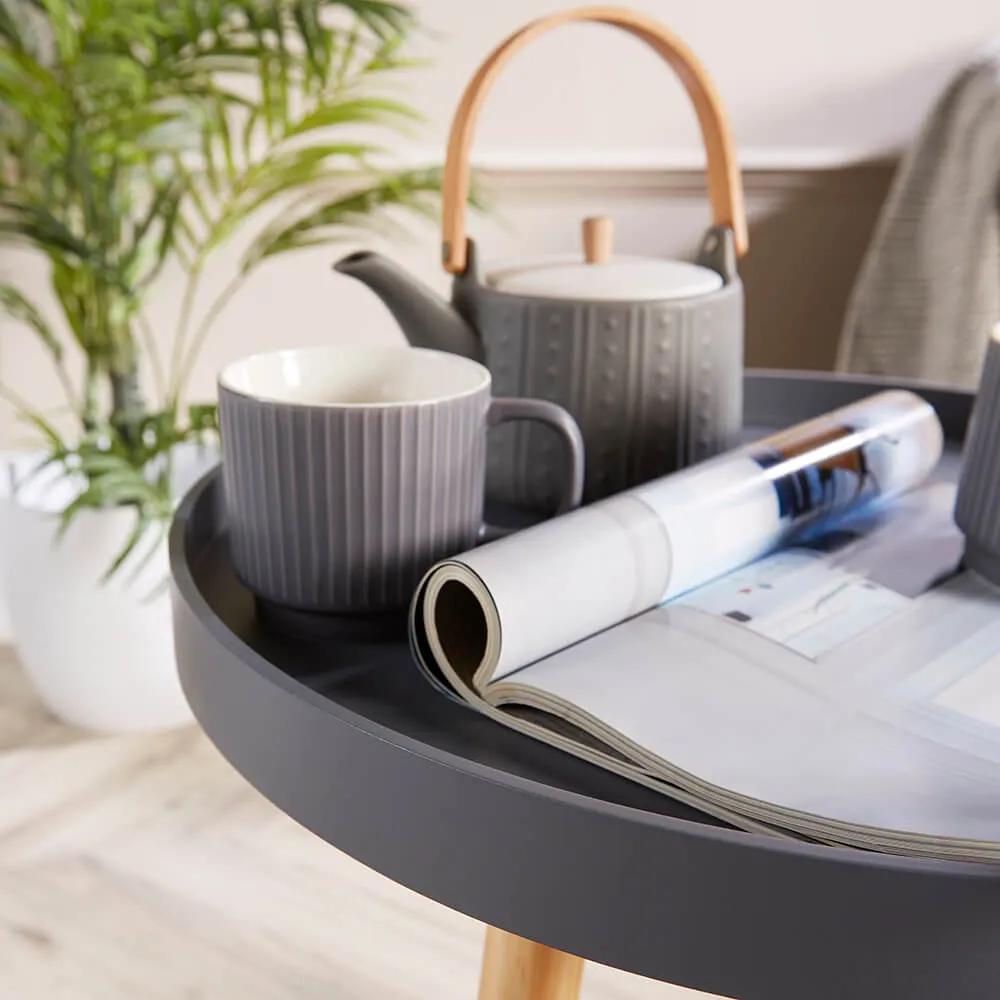 Marlow Accent Side Table with Lip Edge - Grey, Pine