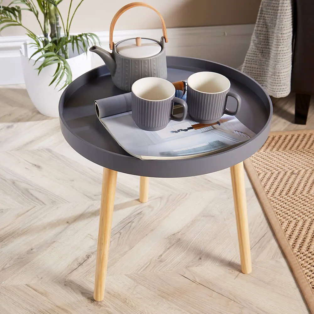 Marlow Accent Side Table with Lip Edge - Grey, Pine