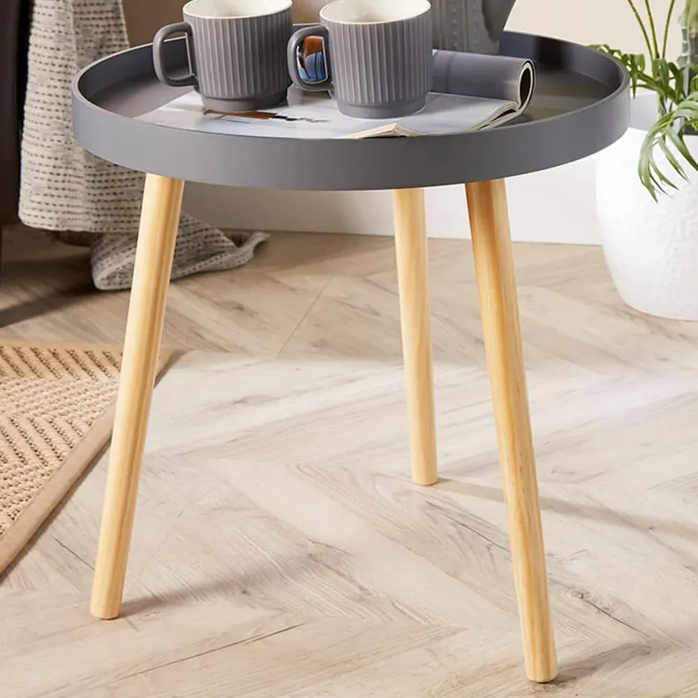 Marlow Accent Side Table with Lip Edge - Grey, Pine