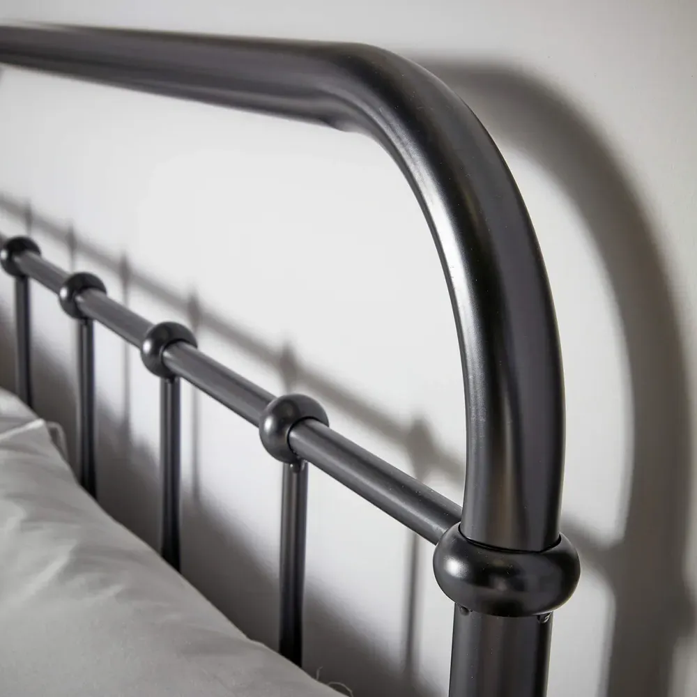 Minerva Double Bed Frame - Black, Metal