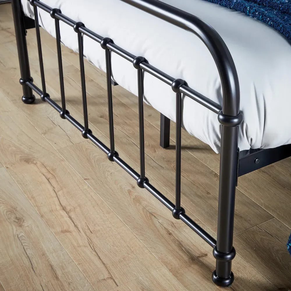 Minerva Double Bed Frame - Black, Metal