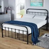 Minerva Double Bed Frame - Black, Metal
